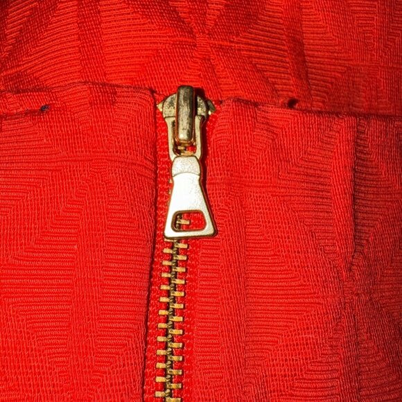 Just‎ Taylor Dress Women’s Size 14 Orange Geometric Quilted Pattern Retro Work - Picture 8 of 8